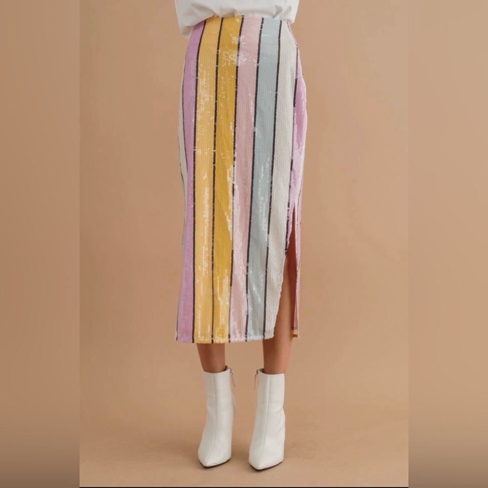 Sequin striped pencil skirt 🤍